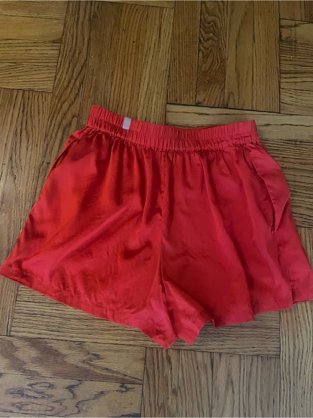 lunya Red silk sleep short